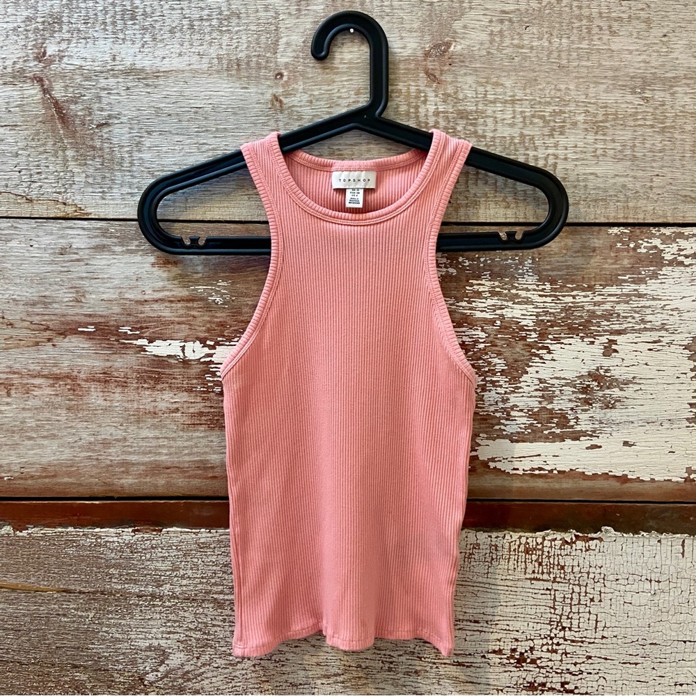 Topshop // pink ribbed tank top